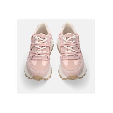 Pantofi sport din piele intoarsa cu insertii textile si talpa groasa -