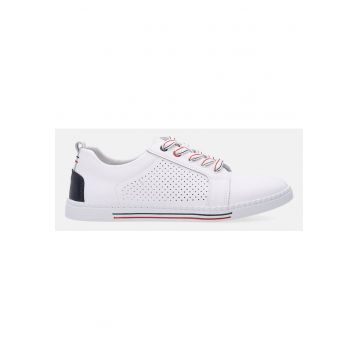 Pantofi sport din piele naturala cu perforatii si profil jos