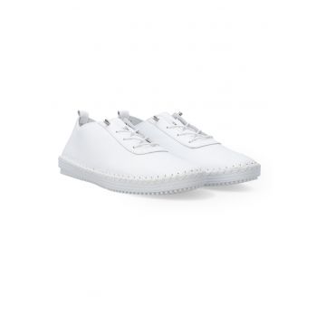 Pantofi sport din piele naturala cu sireturi elastice