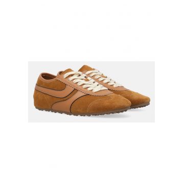 Pantofi sport din piele si piele intoarsa cu aplicatie decorativa