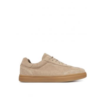 Tenisi barbati -  piele naturala - bej - confortabili - design modern -