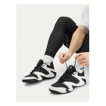 Tenisi barbati -  piele naturala - negru/alb - interior textil