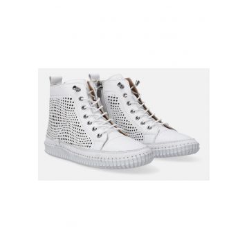 Tenisi high-cut din piele cu perforatii