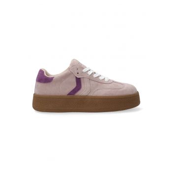 Adidasi cu platforma din piele intoarsa