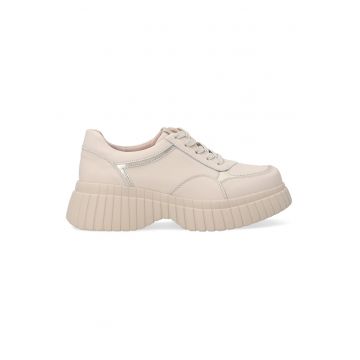 Pantofi din piele cu talpa demi wedge