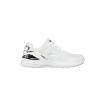 Pantofi sport cu insertii de piele ecologica Skech-Air Dynamight - Alb/Argintiu