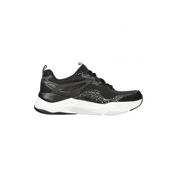 Pantofi sport cu insertii de plasa Mira - Alb/Negru stins