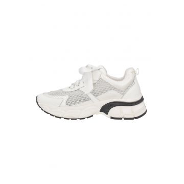 Pantofi sport cu insertii din plasa - Alb/Negru