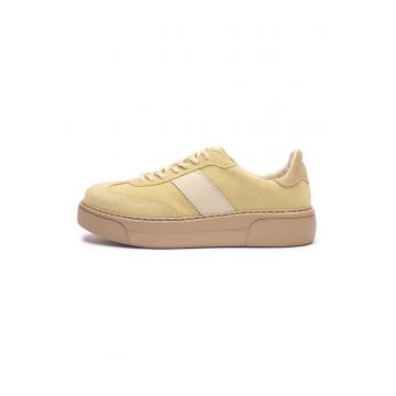 Pantofi sport de piele cu insertii de piele intoarsa June - Galben sofran