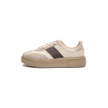 Pantofi sport de piele cu insertii de piele intoarsa June - Maro/Bej