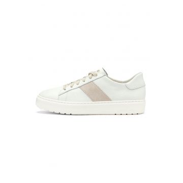 Pantofi sport de piele si piele intoarsa - Alb murdar/Crem