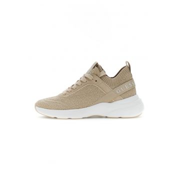 Pantofi sport din material textil cu talpa demi-wedge - Bej