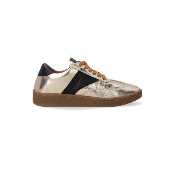 Pantofi sport din piele cu aspect metalic