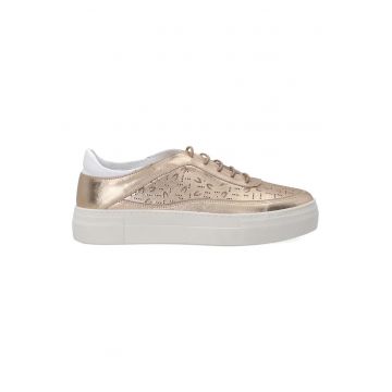 Pantofi sport din piele cu aspect metalizat -