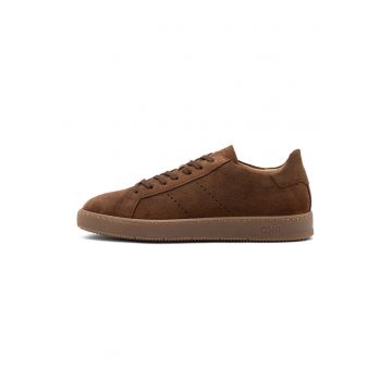 Pantofi sport din piele cu detalii perforate Clement - Maro cognac/Maro