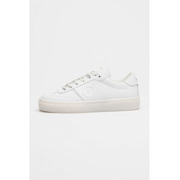 Pantofi sport din piele cu detaliu monograma lateral - Alb