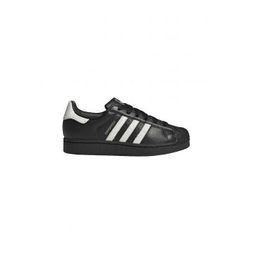 Pantofi sport din piele cu garnituri din piele intoarsa Superstar II - Alb/Negru