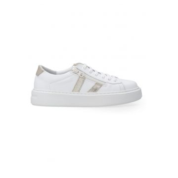 Pantofi sport din piele cu garnituri metalizate