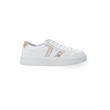 Pantofi sport din piele cu garnituri metalizate