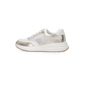 Pantofi sport din piele cu insertii de plasa