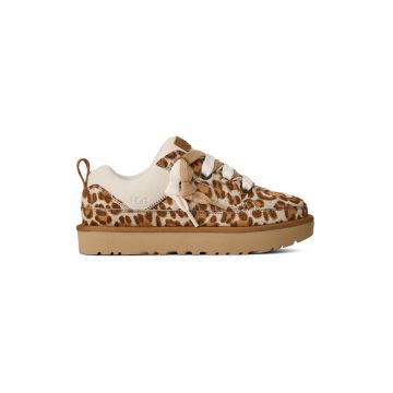 Pantofi sport din piele cu par scurt si piele intoarsa Lo Lowmel - Caramel/Crem