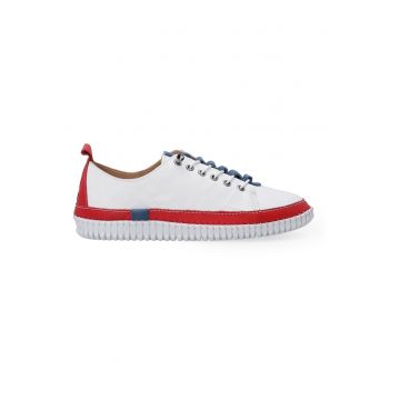 Pantofi sport din piele cu profil jos si varf rotund