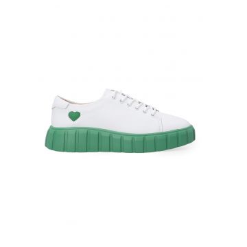 Pantofi sport din piele cu talpa contrastanta