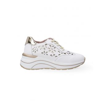 Pantofi sport din piele cu talpa wedge si decupaje