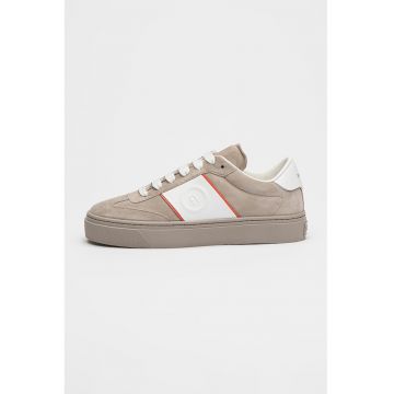 Pantofi sport din piele intoarsa cu garnituri din piele Enjoy - Alb/Maro taupe