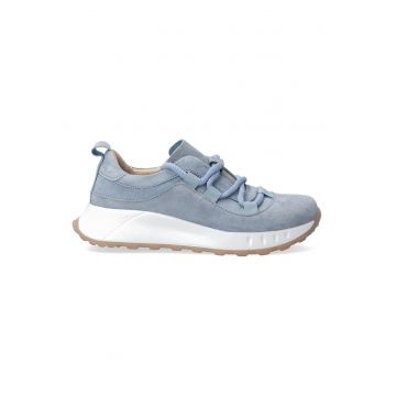 Pantofi sport din piele intoarsa cu talpa wedge si model uni