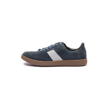 Pantofi sport din piele intoarsa si piele ecologica Marcella - Alb/Albastru ultramarin