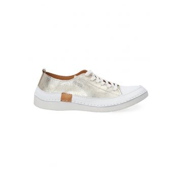 Pantofi sport din piele naturala cu aspect metalizat