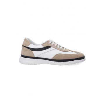 Pantofi sport din piele naturala cu garnituri de piele intoarsa