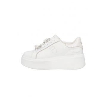 Pantofi sport din piele si piele ecologica - Alb