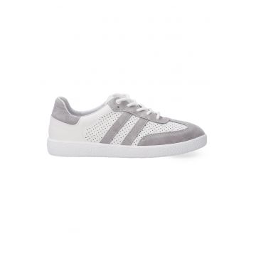 Pantofi sport din piele si piele intoarsa cu perforatii