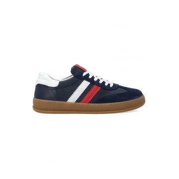 Pantofi sport din piele si piele intoarsa cu talpa contrastanta