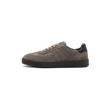 Pantofi sport din piele si piele intoarsa - Grej