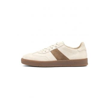 Pantofi sport din piele si piele intoarsa - Maro/Crem