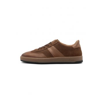 Pantofi sport din piele si piele intoarsa - Maro/Maro camel