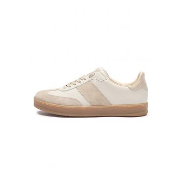 Pantofi sport din piele si piele intoarsa Nora - Bej/Crem