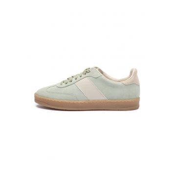 Pantofi sport din piele si piele intoarsa Nora - Verde pal