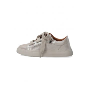 Pantofi sport din piele uni cu varf rotund