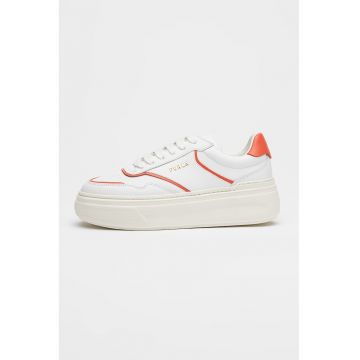 Pantofi sport flatform din piele cu detalii contrastante Nuage - Alb/Rosu corai