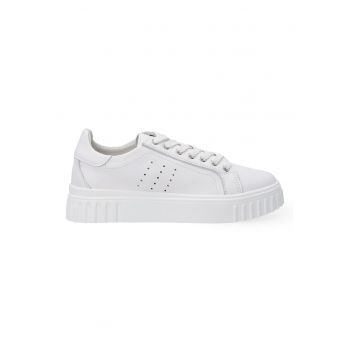 Pantofi sport flatform din piele cu detalii perforate