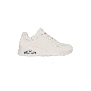 Pantofi sport flatform Uno Shiny Scale cu detali reflectorizant - Alb murdar