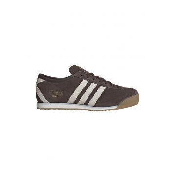 Pantofi sport Italia 70s de piele intoarsa - Alb fildes/Maro