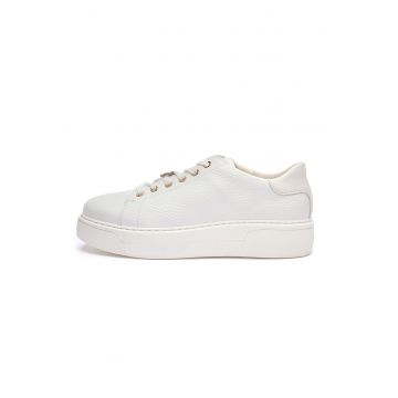 Pantofi sport June din piele cu model uni - Alb