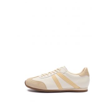 Pantofi sport low-cut din piele - Alb/Bej deschis