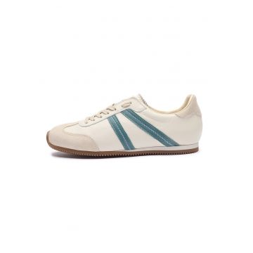 Pantofi sport low-cut din piele - Albastru/Bej deschis