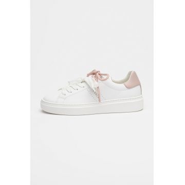 Pantofi sport low-cut din piele ecologica Hype - Alb/Roz deschis